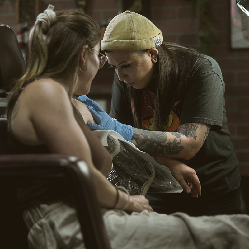 Girl getting a tattoo - Blood Oath Tattoo - Concord, NH